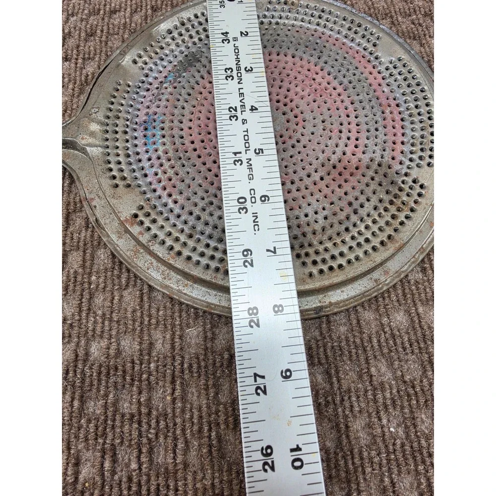 Vintage Perforated Stovetop Heat Diffuser Metal Plate with Wood Handle